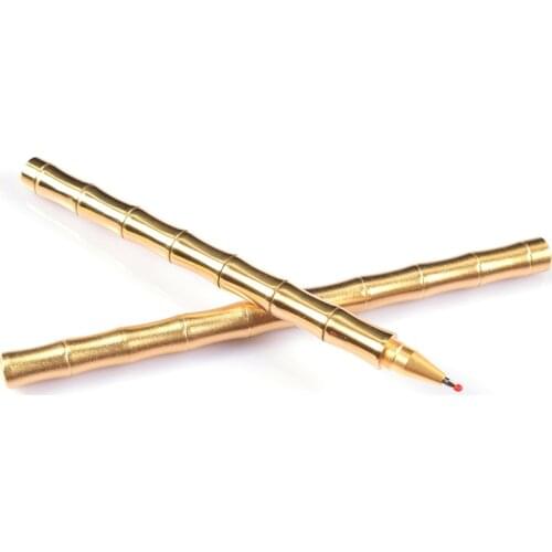 1PC Handmade Creative Bamboo Brass Pen Tactical Copper Self-defense Pen Metal Pen EDC Outdoor Pocket Multi-tool