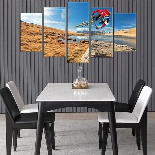 Modern Wall Art Pictures Frame Living Room 5 Panel Mountain Bike Sunshine Landscape Home Decoration Poster HD Printed Painting