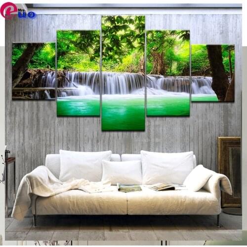 Waterfall Landscape 5pcs 5D DIY Diamond Painting Multi-Picture Diamond Embroidery Full Display Mosaic Cross Stitch Home Decor