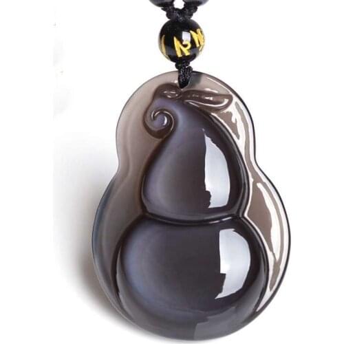 Women Necklace Pendant Ice Color Rainbow Eye Obsidian Gourd Cucurbit Pendant Free Chain Gift for Female Jades Jewelry