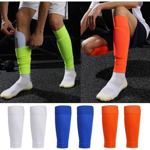 1 Pair Hight Elasticity Soccer Shin Guard Adults Kids Football Leg Protection Legwarmers weight shin guard Sports Shinguards