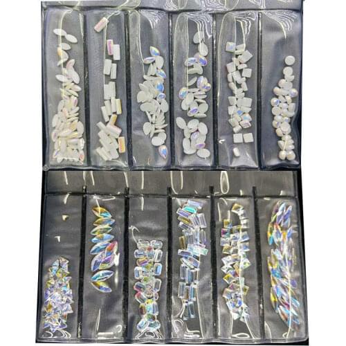1Bag Pearl Crystal Glitter Rhinestone For Nail Glass Crystal Stone Non Hot Fix FlatBack SS3-SS10 Nail Art Decoration Charms Set