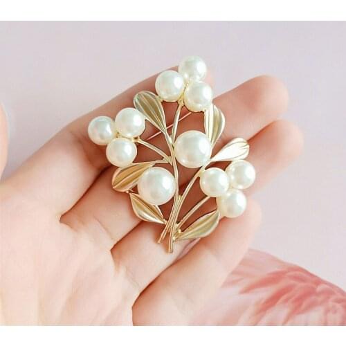 10 PCS 47*55mm Metal Alloy Imitation Pearl Leaf Branch Hair Accessories DIY Jewelry Accessories