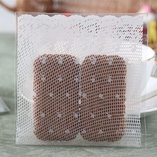 100pcs White Lace Plastic Bags Cookie&Candy Bag Self-Adhesive for Wedding Birthday Party Gift Bag Biscuit Baking Packaging Bag