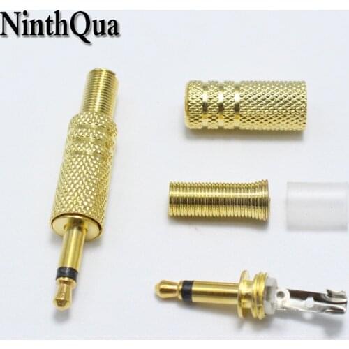 2pcs gold plated 3.5mm plug 3.5mm 2 Pole Audio Connector 3.5 Audio jack Plugs Mono Headset Single Track Headphone