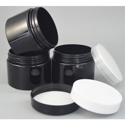 24pcs 30ml 50ml 100ml 150ml 200ml 250ml Empty Black Cosmetic Cream Jars PET Container Powder Mask Cream Bottle With Screw Lid