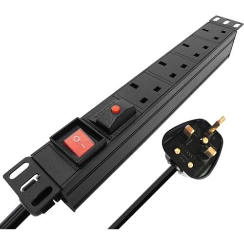 4AC 13A UK SOCKET Aluminum alloy power With overload protection function Double break switch control 2m extension line UK PLUG