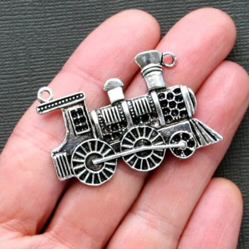 6Pcs Tibet Silver Color Large Steam Train Charms 45x30mm DIY Jewellery Fit Steampunk Handmade Necklace Making Crafts Accessories