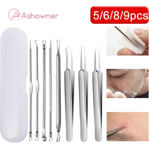 Stainless Steel Facial Acne Blackhead Remover Needles Extractor Pimple Blemish Removal Kit Double Head Face Care Tool