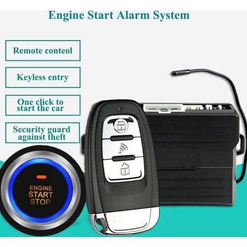12V Car Anti-theft Engine Starts Alarm System + Keyless Entry Remote Universal Vehicle Keyless Alarm PKE Warn Push Button Starts