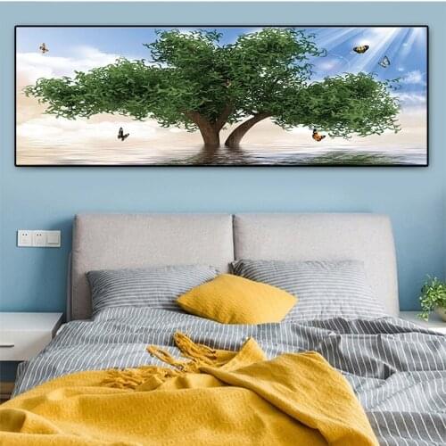 Large Art Pictures 5D Diy Diamond Painting Green Tree Mosaic Rhinestone Embroidery Cross Stitch Kits Wall Stickers decor TT5324