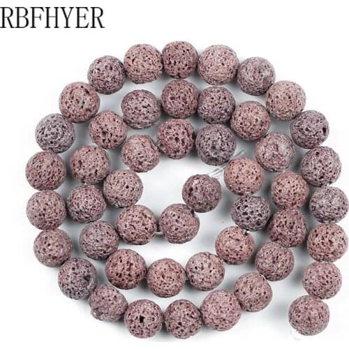 Brown Volcanic Lava Natural Stone Gray 4 6 8 10 12mm Round loose bead for DIY Beaded Bracelet handwork Jewelry Making 15'' inche