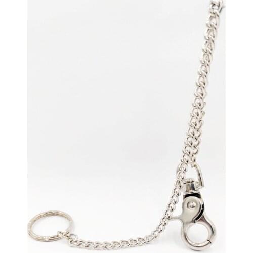 Long Metal Wallet Belt Key Chain Rock Punk Trousers Hipster Pant Jean Keychain Silver Clip Keyring Mens HipHop Jewelry 40cm