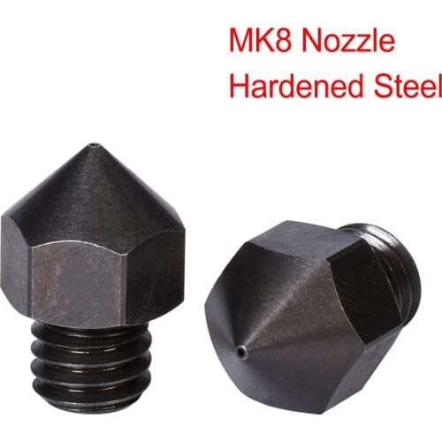 3D Printer Parts MK8 Nozzle Hardened Steel MK8 Nozzles 0.2/0.4/0.6/0.8 Bowden Extruder Hotend 1.75MM Filament MK8 Extruder Head