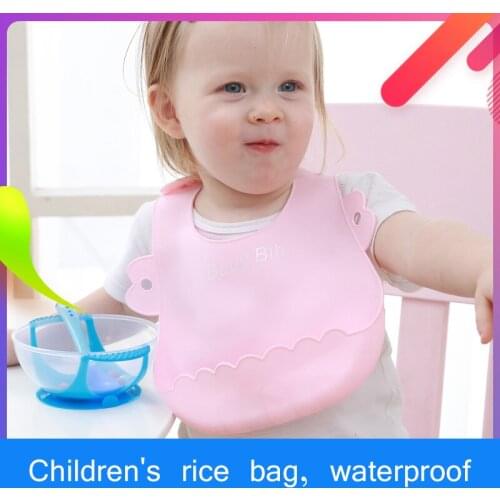Childrens Rice Pocket Cute Waterproof Silicone Disposable Bib Baby Adjustable Soft Food Meal Saliva Towel Bib