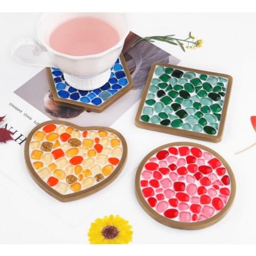 DIY Heart Hexagon Round Irregular Decor Coaster Silicone Mold Jewelry Fillings Pendant Accessory Handmade Epoxy Resin Mold Craft
