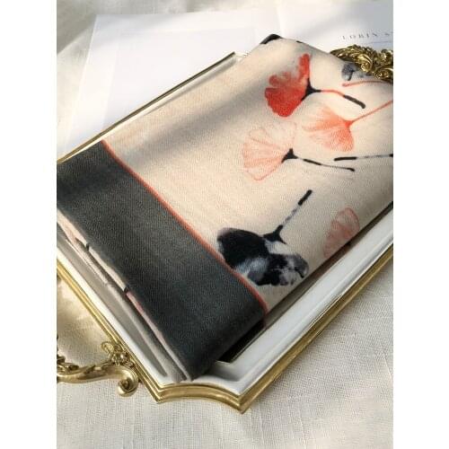 Avocado color ginkgo leaf long Thin Warm Soft female autumn winter Fashion Women Large shawl Thin 100% Cashmere scarf