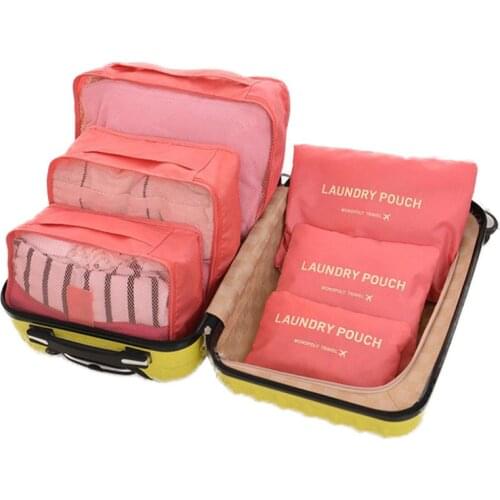 6 PCS Travel Storage Bag Set For Clothes Tidy Organizer Wardrobe Suitcase Pouch Travel Organizer Bag Case Shoes Packing Cube Bag