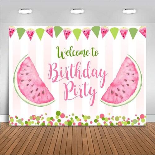Watermelon Happy Birthday Party Backdrop for Photography Newborn Children Theme Party Decoration Supplies Prop 7x5ft Vinyl Cloth