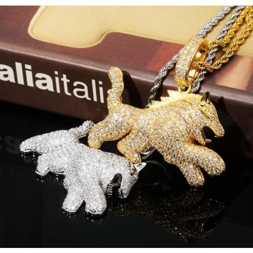 GUCY Iced Out Cubic Zircon Bling Animal Necklace & Pendant Men Women Hip Hop Rock Jewelry CZ Necklace For Gifts