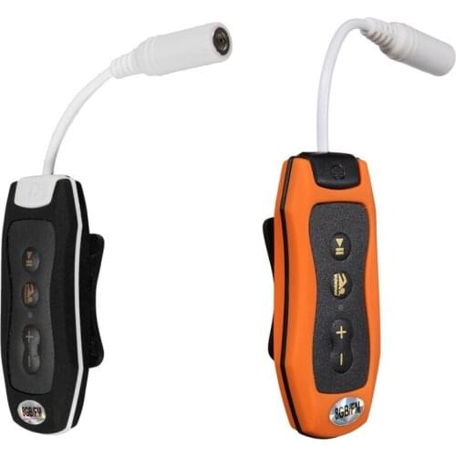 Hot-2X 8GB MP3 Player Swimming Underwater Diving Spa + FM Radio Waterproof Headphones Black & Orange