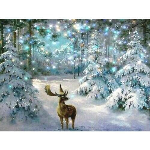 Kanny 5D DIY Diamond Painting Christmas Deer Cross Stitch Decoration Square/Round Rhinestone Inlaid Winter Mosaic Art Gift