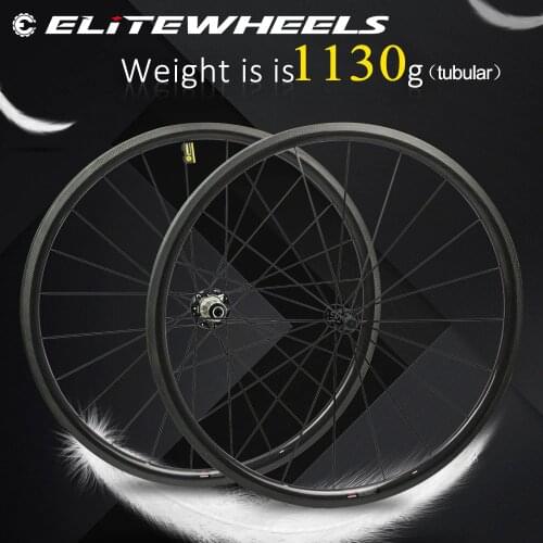 1130g Only 700C Road Bike Wheelset Carbon Fiber Bicycle Wheel Tubular Or Clincher Straight Pull Hub And 4.3g Spoke For Clmbing