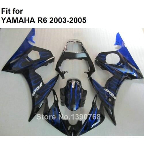 Hot sale fairings for Yamaha YZF R6 2003 2004 2005 black blue body work parts fairing kit YZFR6 03 04 05 BC33