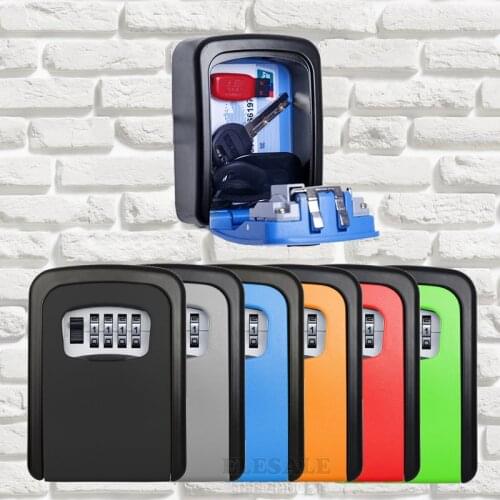 Metal Key Keeper Secret Jewelry Storage Box Keys Cards Safe Box With 4-Digital Combination Lock For Home Apartment Garage RV