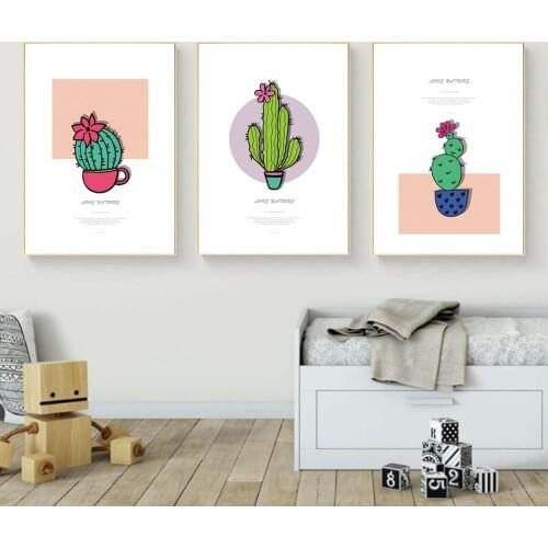 Cartoon Varies kinds Cactus Plants Poster Canvas Print Painting Wall Art Kids Room Home Decoration