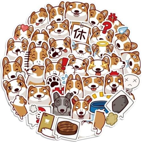 40Pcs/pack Kawaii Corgi Waterproof PVC Journal Decorative Stationery Craft Stickers Scrapbooking DIY Diary Album Stick Label