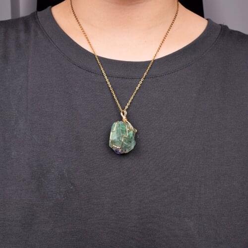 Natural Amethyst White Yellow Pink Crystal Green Fluorite Irregular Knotted Pendants & Necklace Charm Men Women Yoga Necklaces