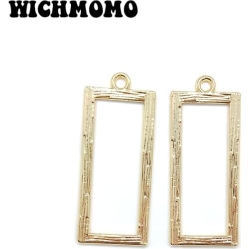 New Fashion 33*14mm 10pieces/bag Zinc Alloy Gold Rectangle Charms Pendant for DIY Earrings Necklace Jewelry Accessories