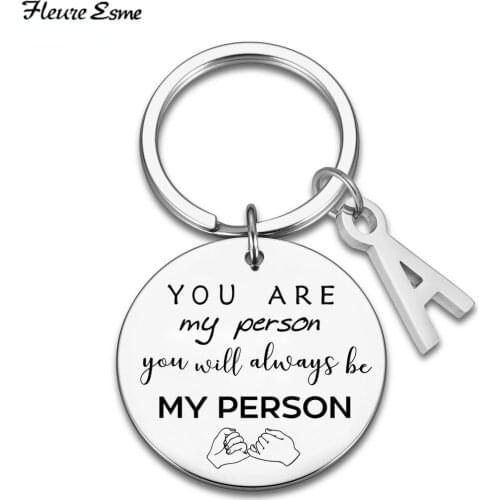Friendship Graduation Gift Keychain for Him Her Lettering A-Z Keyrings for Women Men Girl Boy Daughter Son Graduate from Dad Mom