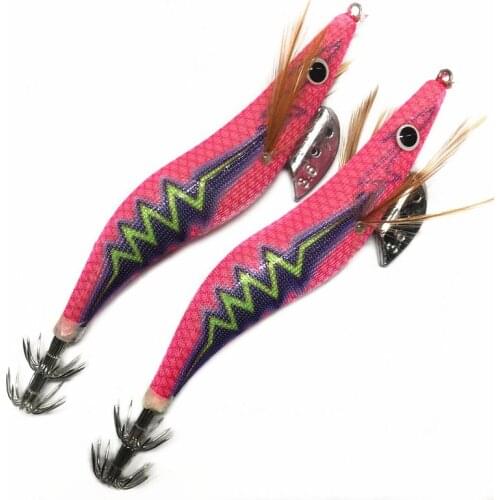 2Pcs Shrimp Wood Fishing Lure 3.5# Squid Jig Hard Bait Fishing Wobbler Artificial Bait Jigging Lure Octopus Bait