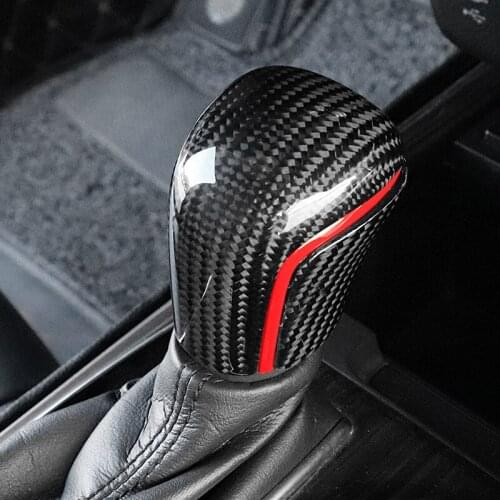QHCP Car Real Carbon Fiber Speed Gear Shift Knob Head Cap Sticker Trim Rear View Mirror Cover For Toyota Camry Avalon 2018 2019