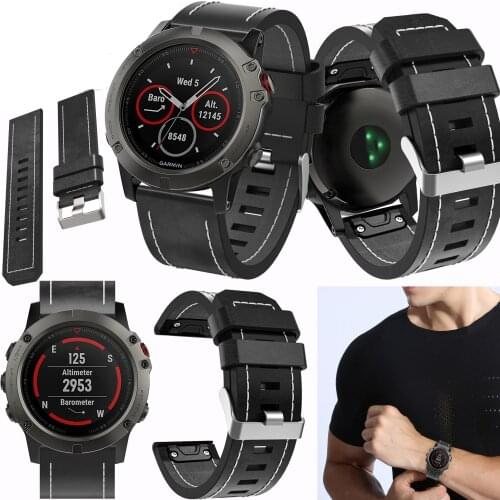 New sport Leather wristWatch Strap Easy fit quick Link Bracelet Belt 26MM For Garmin Fenix 5X classic Smart Watch band wristband