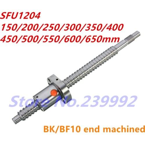 SFU1204 150 200 250 300 350 400 450 500 550 600 650 mm C7 ball screw with 1204 flange single ball nut BK/BF10 end machined