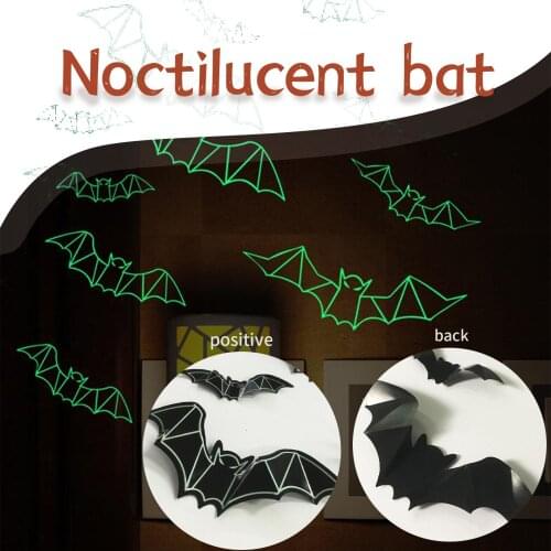 3d Luminous Luminous Bat Wall Sticker Holiday Decoration Window Layout stickers Halloween Home Party Decoration Horror House