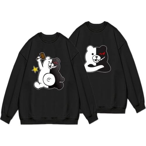 Adult Unisex Anime Danganronpa Monokuma Cotton Sweatshirt Hoodies Fleece Costumes For Woman Man Sweater Pluz Size