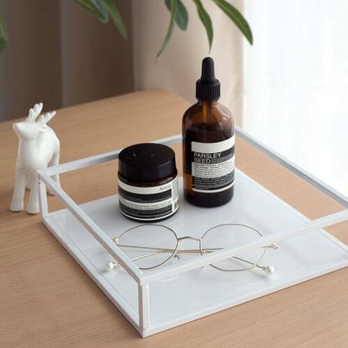 SWEETGO Square tray white black cake tools for dessert table party decoration perfume/ makeup/jewelry storage racks coffee plate