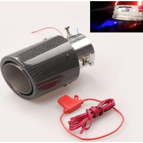 Universal Car Modified Exhaust Muffler Tip Tail Pipe Carbon Fiber Blue Red LED Flaming Luminous Chrome Silencer Turbo Sport