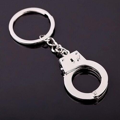 1pc Beautiful Keyring Gadget Lovers Gift Double Handcuffs Metal Key Fob Keychain
