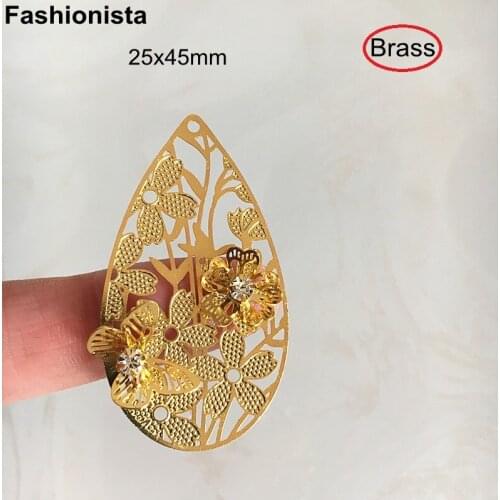 10 pcs - Brass Filigree Waterdrop Charms 25x45mm Metal Filigree Pendant With Butterfly and Flower,Gold Silver Bronze ...U