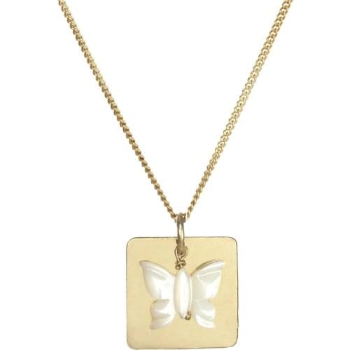 14K Gold Filled Butterfly Necklace Boho Coin Jewelry Handmade Choker Pendants Femme Kolye Collares Shell Necklace for Women