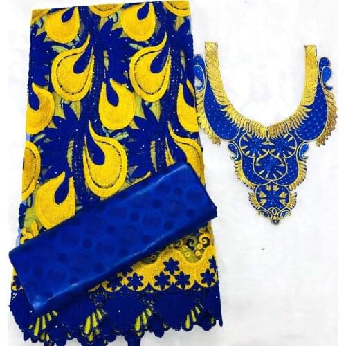 2.5+ 2.5 Yards 2021 Latest African Lace High Quality Bazin Riche Fabric With Collocation Tulle Net Lace For Sewing Guipure