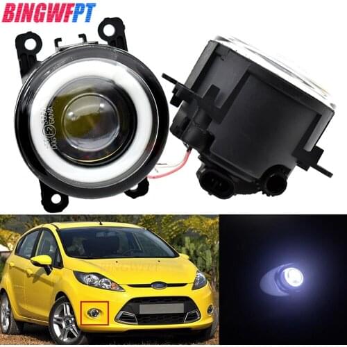 2pcs For Ford Fiesta Van Box 2003-2009 Fog Lamp Assembly LED Fog light Angel eye For Ford Fiesta V Hatchback JH_ JD_ 2001-2008