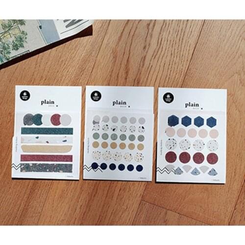 3sheets Korea Suatelier Scrapbooking Label Paper Sticker Colorful Geometry Stationery DIY Craft Decoration Home Supplies