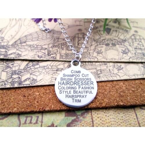 3pcs/lot Fashion stainless steel necklace "HAIRDRESSER" Charms Pendant necklace jewelry Gift more style for choosing
