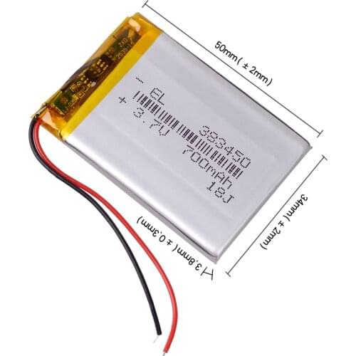 383450 3.7V 800mAH 403450 li polymer lithium ion / Li-ion battery for GPS mp3 player mp4 mp5 dvd DVR video recorder navigator
